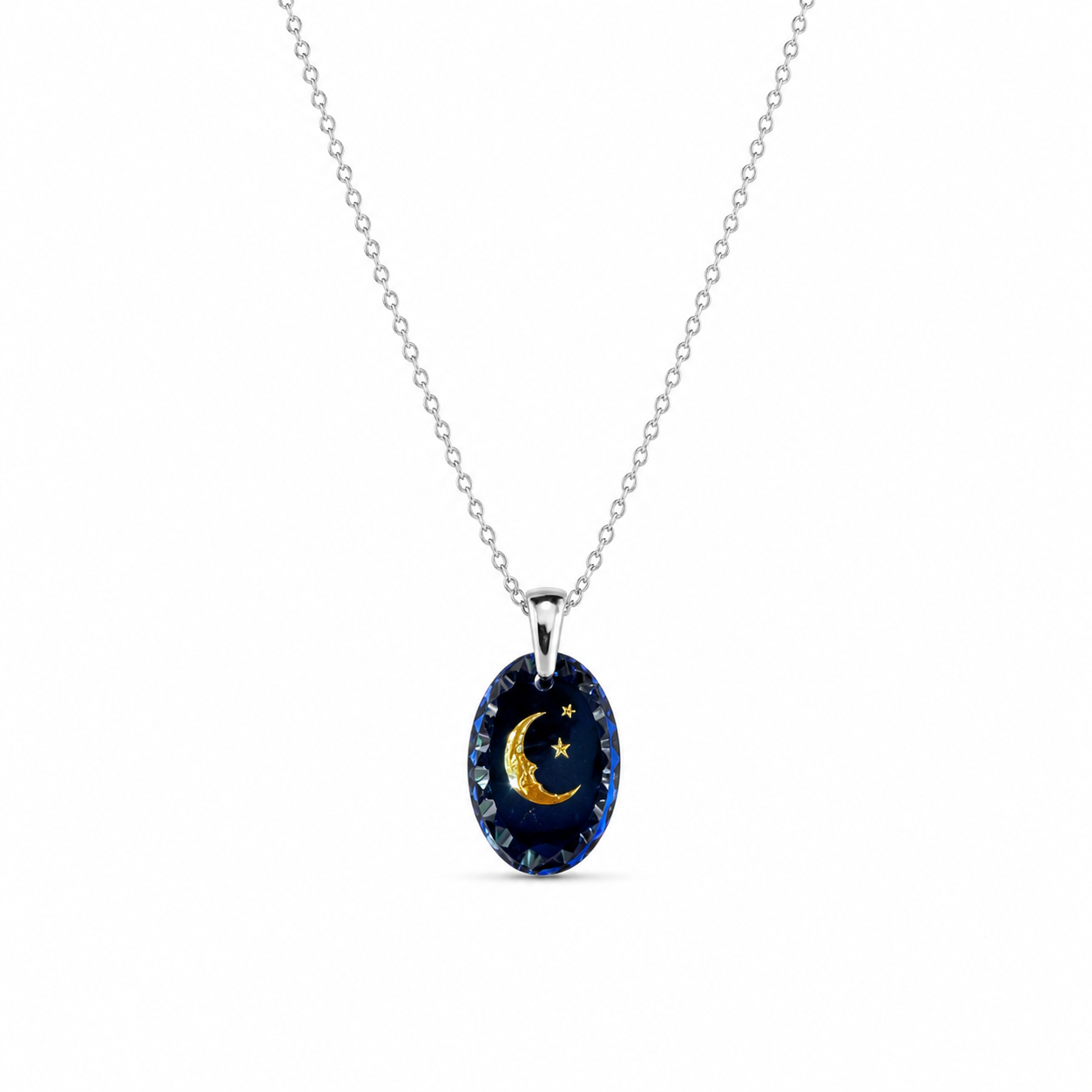 Collana in acciaio con ciondolo vintage in vetro
