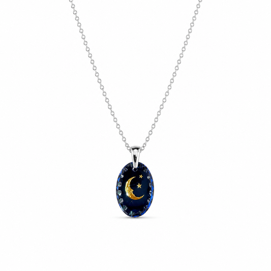 Collana in acciaio con ciondolo vintage in vetro