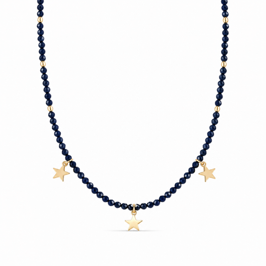 Collana lunga con zirconi e stelline