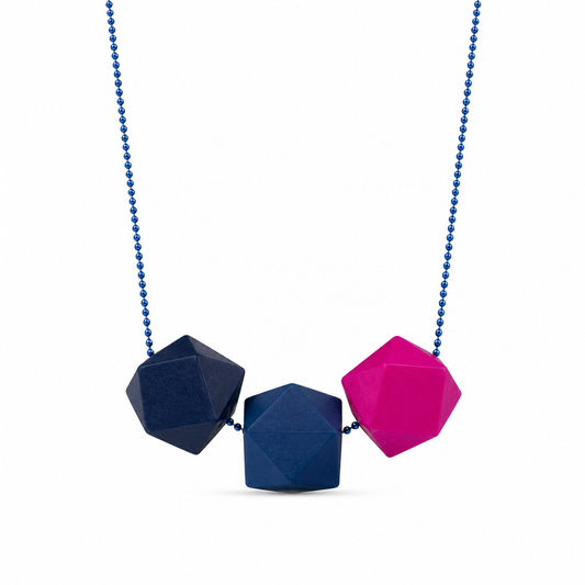 Collana lunga con pietre in legno colorato