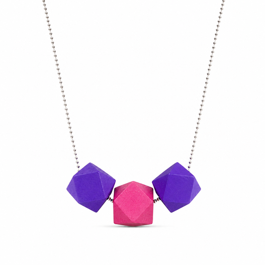Collana lunga con pietre in legno colorato