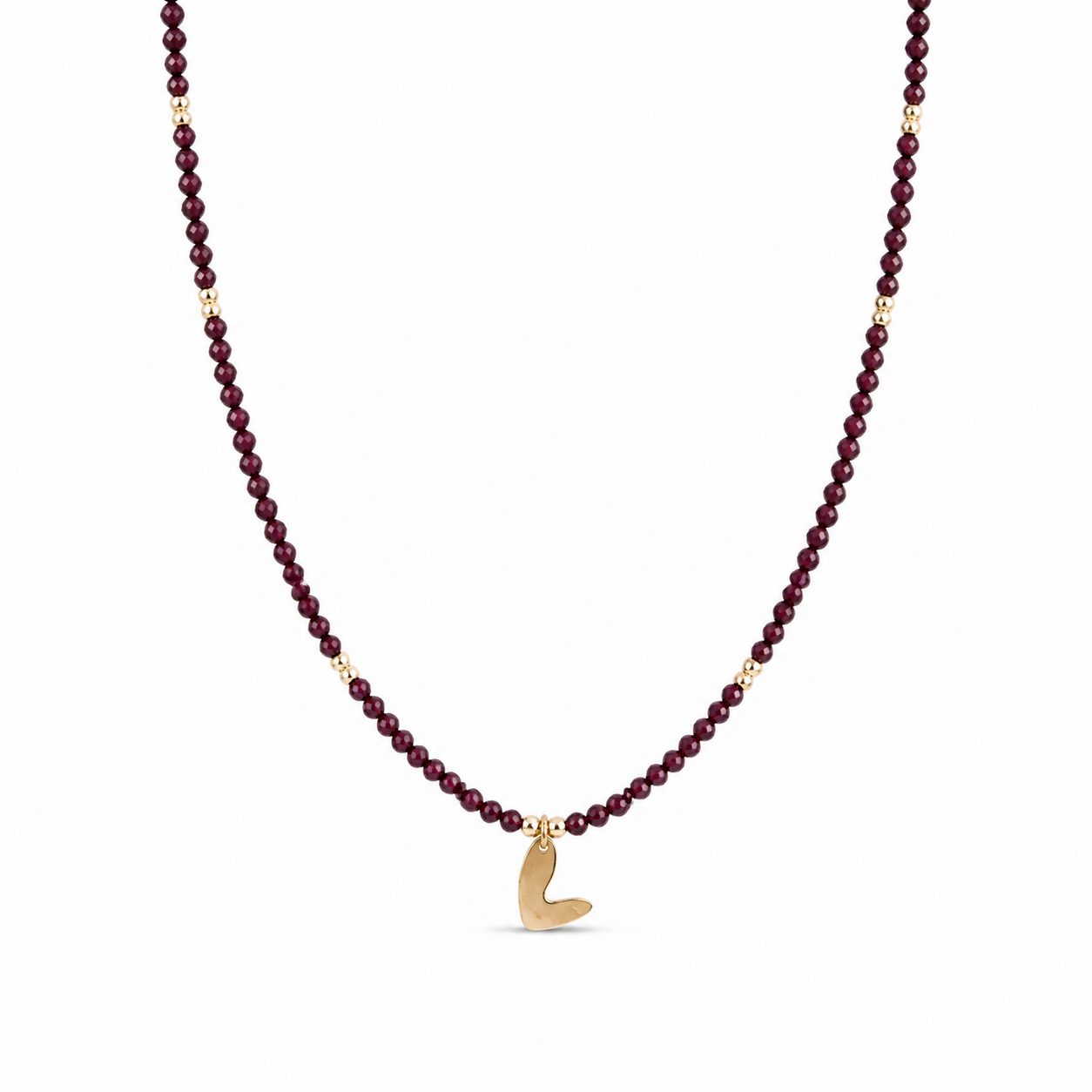 Collana con zirconi granato e cuore