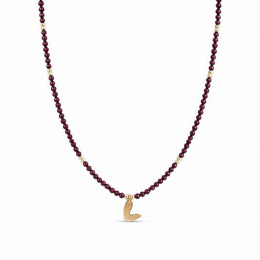 Collana con zirconi granato e cuore