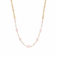 Collana lunga in quarzo rosa e acciaio
