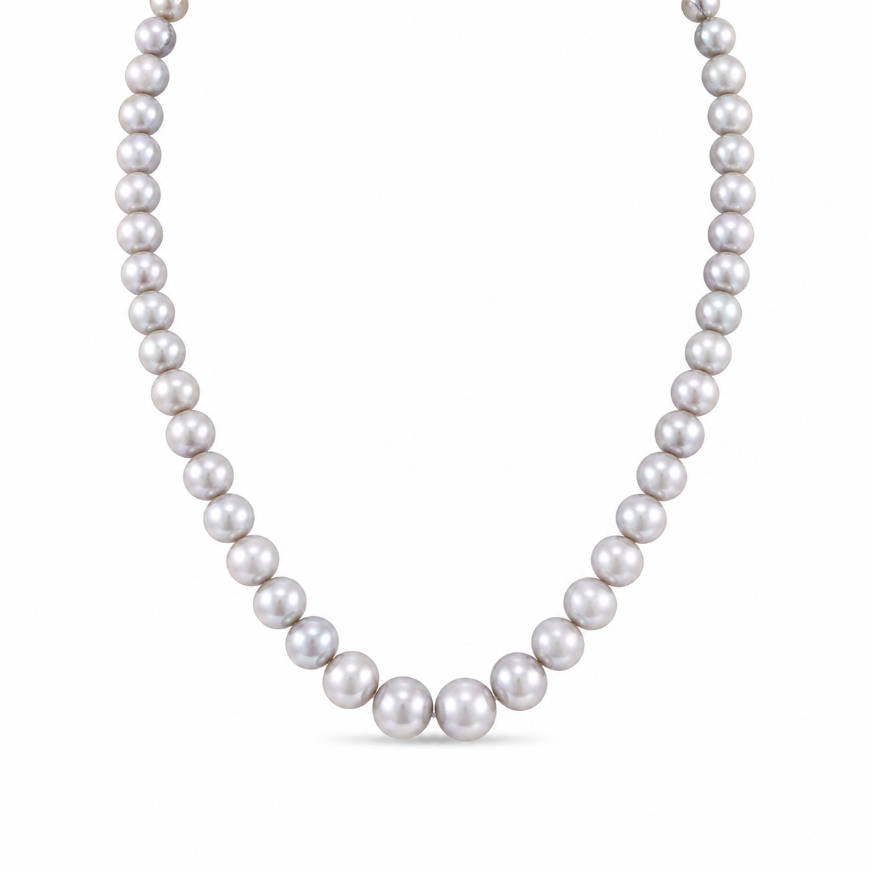 Collana con perle naturali grigio chiaro