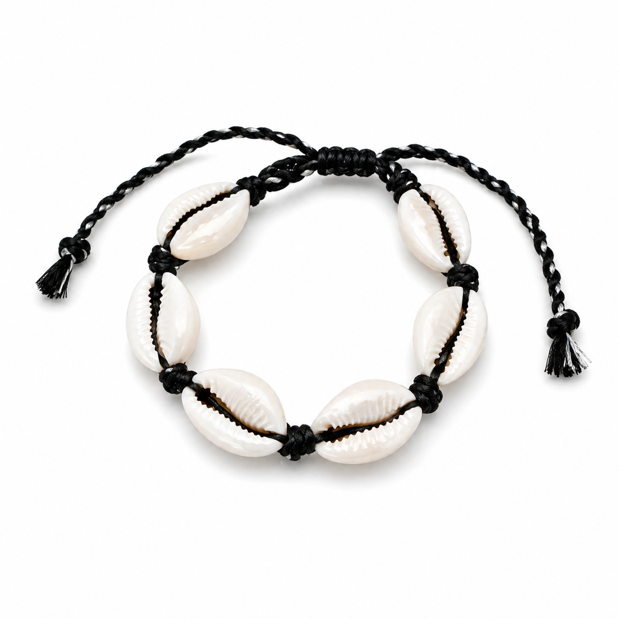Bracciale in corda e conchiglie naturali
