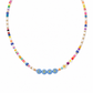 Collana con perline in vetro e letterine - celeste