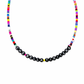 Collana con perline in vetro e letterine - nero