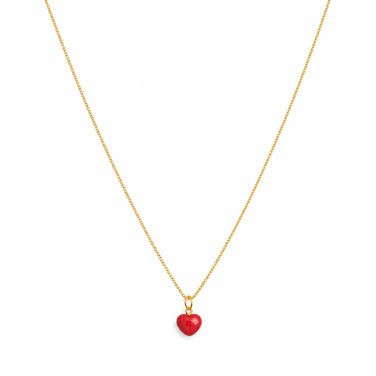 Collana in argento 925 con cuore in corallo naturale