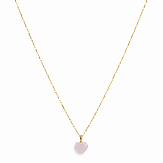 Collana in argento 925 con cuore in quarzo rosa