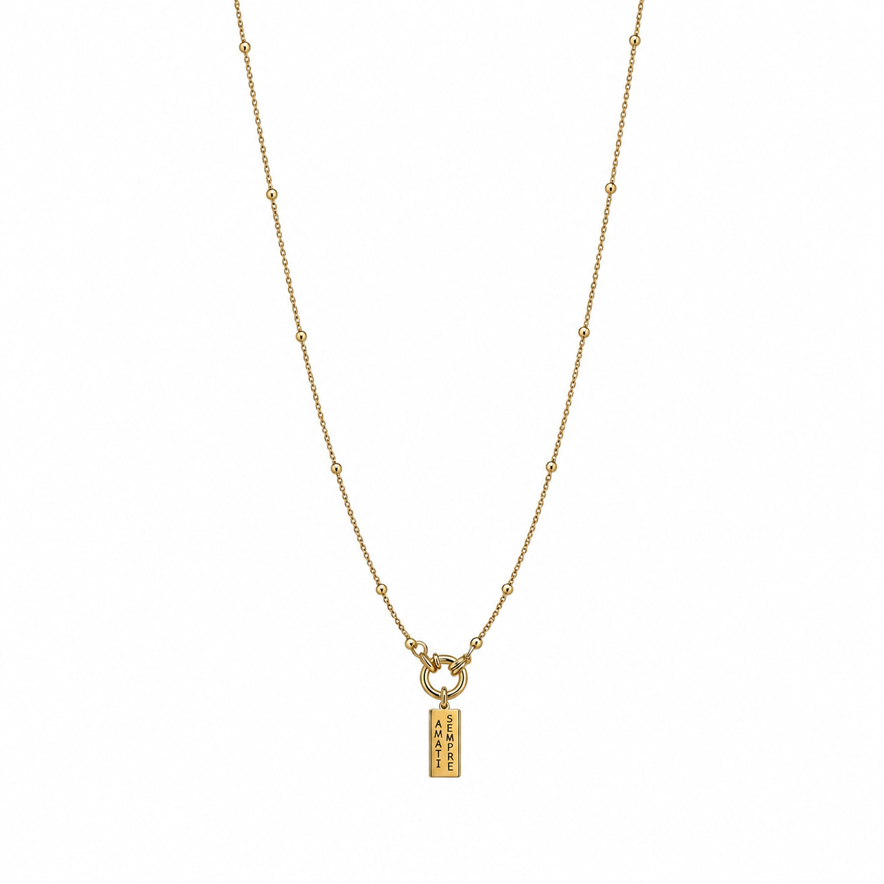 Amati sempre - Collana in argento 925 con targhetta incisa