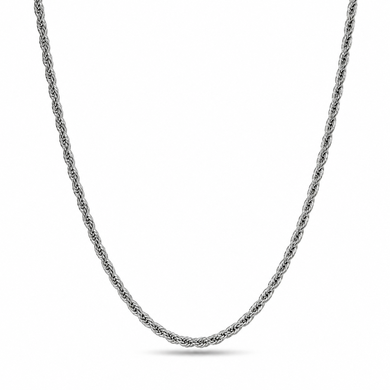Collana corda in acciaio argentato
