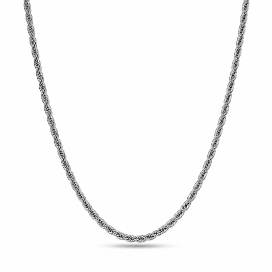 Collana corda in acciaio argentato