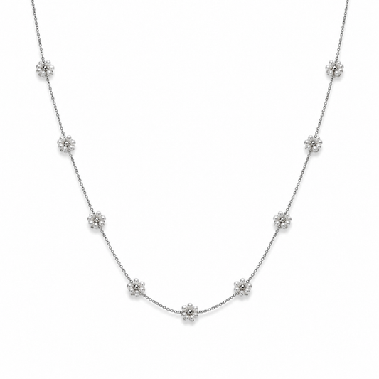 Collana in acciaio con margherite con perline