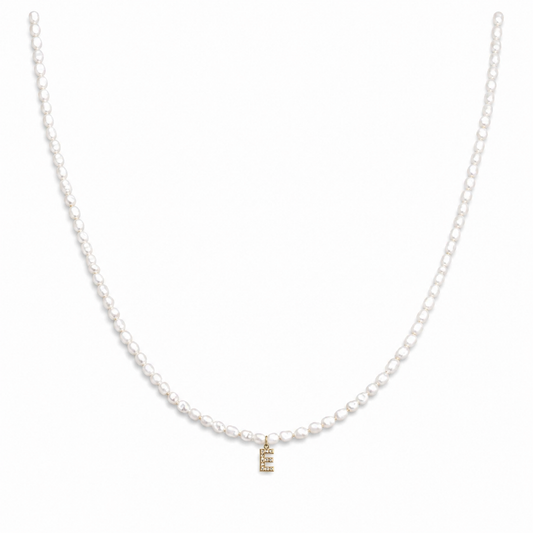 Collana perle di fiume e iniziale in argento 925