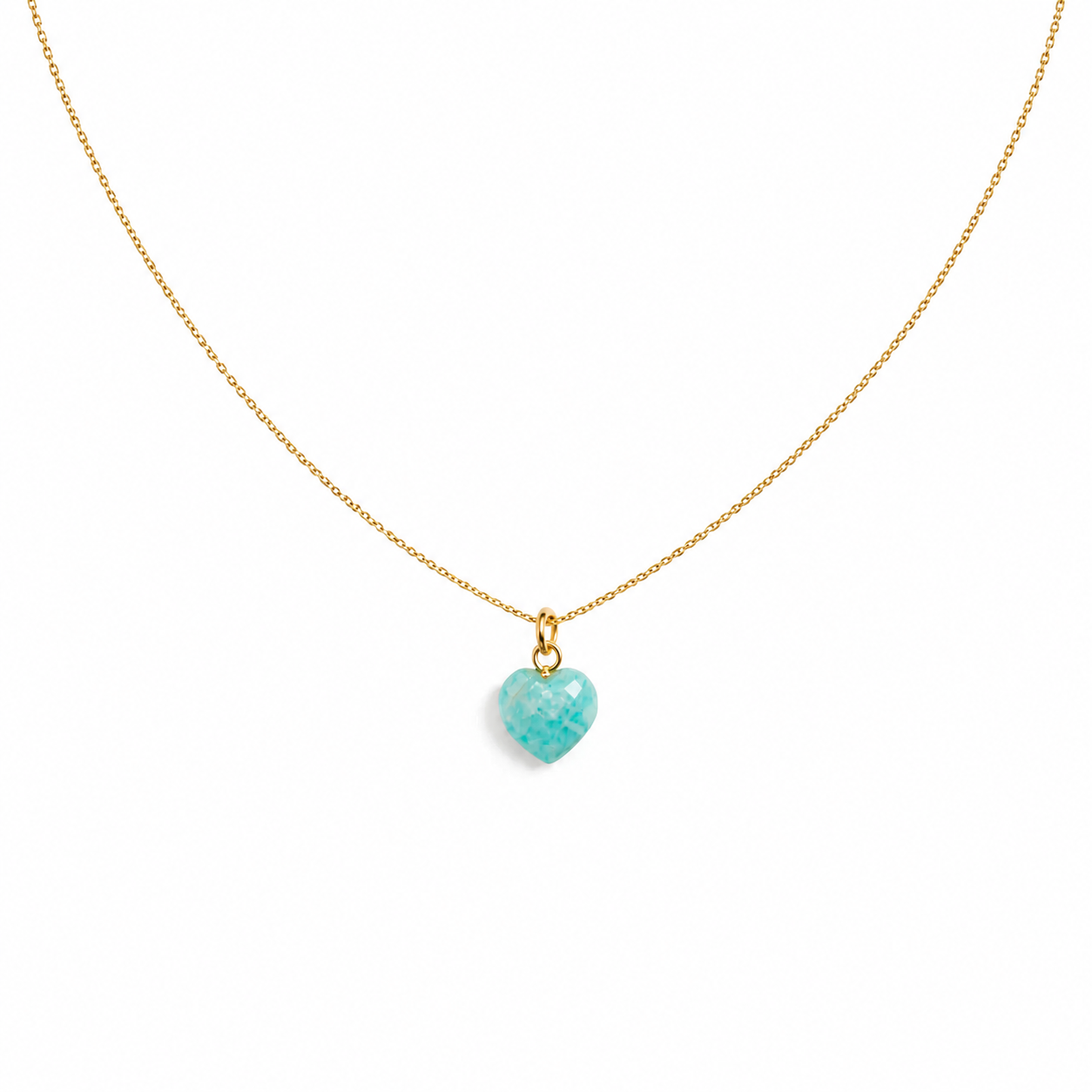 Collana in argento 925 con cuore in pietra dura sfaccettata