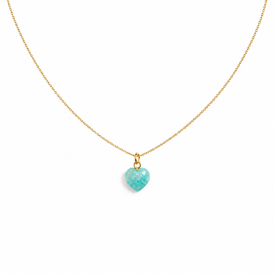 Collana in argento 925 con cuore in pietra dura sfaccettata