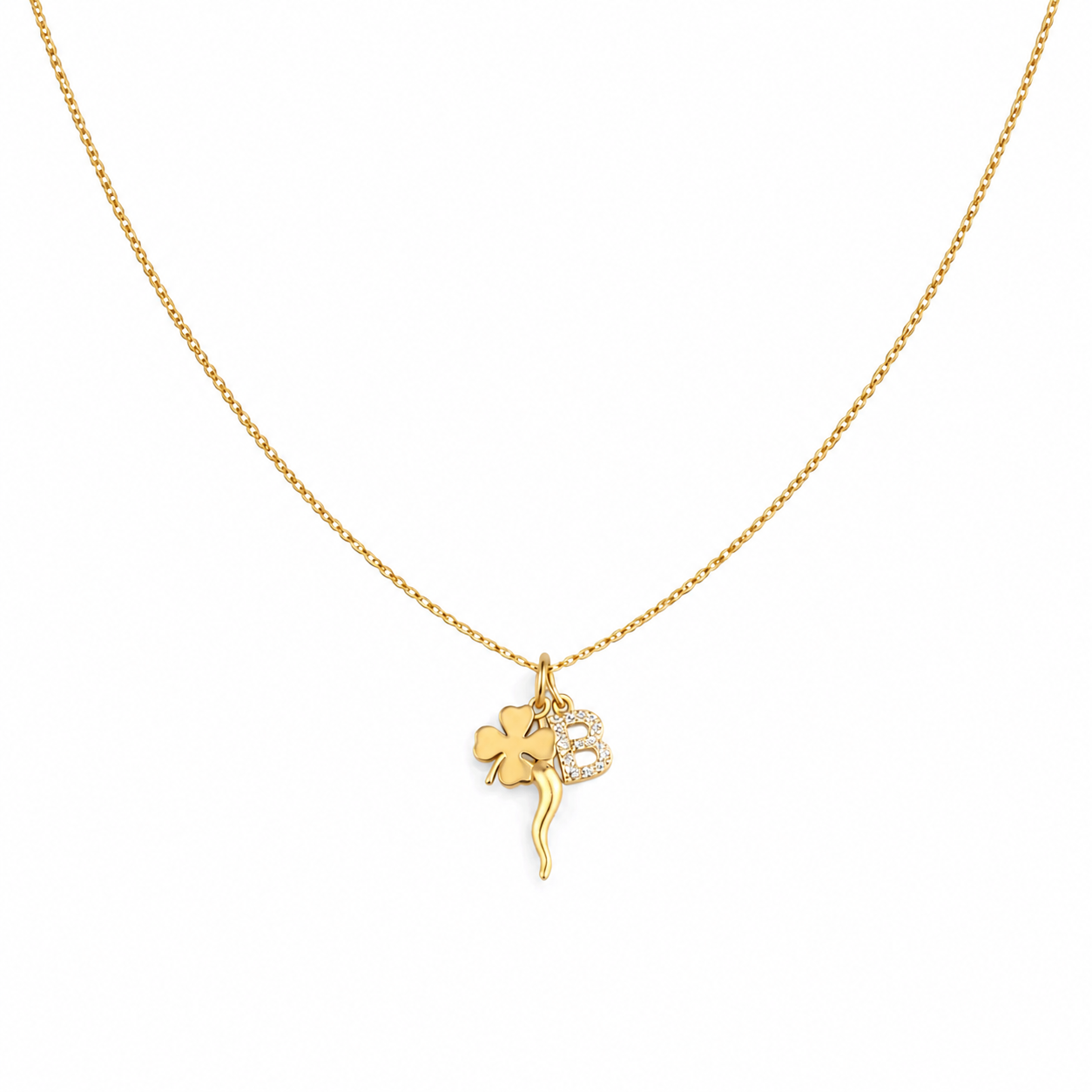 Collana in argento 925 con ciondoli portafortuna