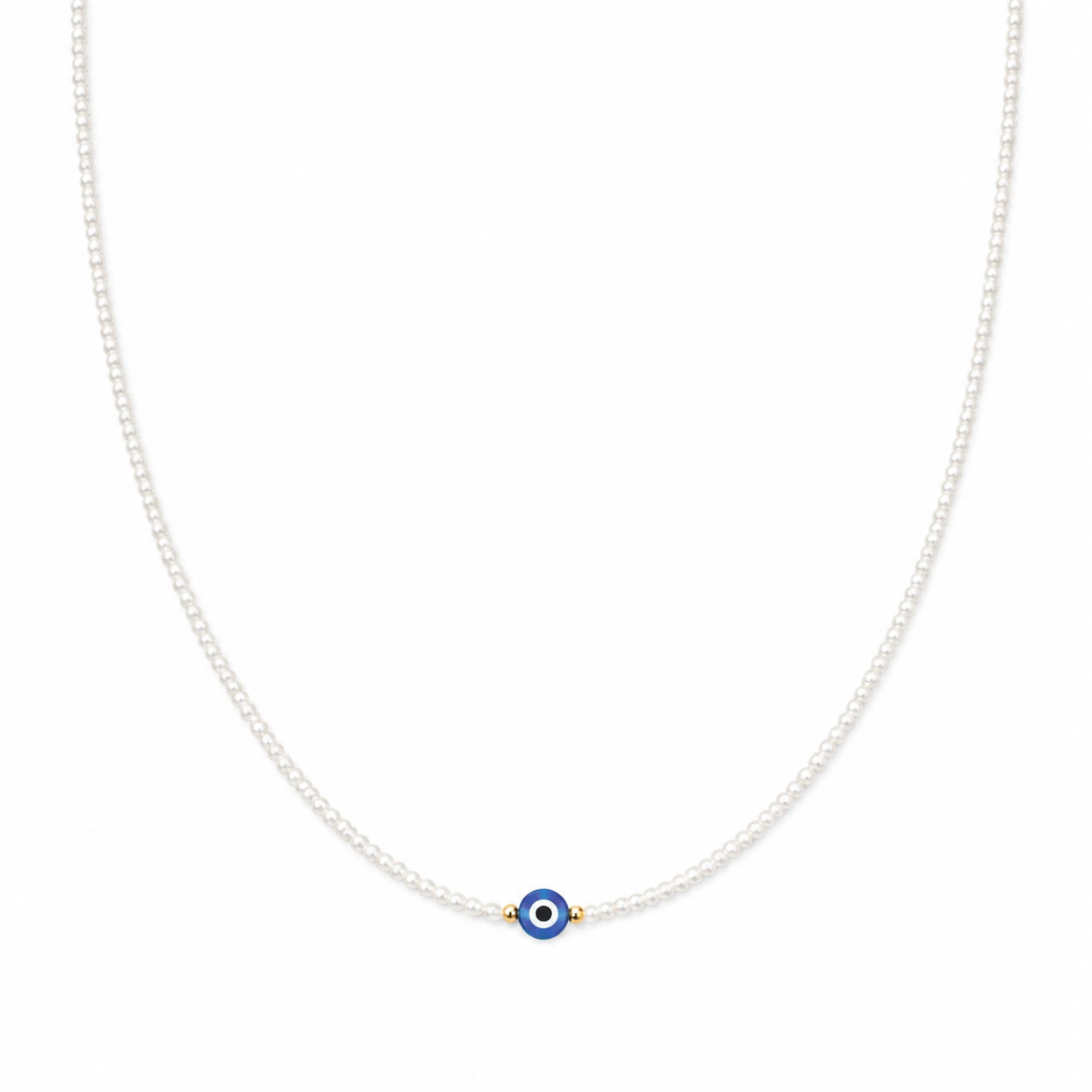 Collana con perline in vetro e occhio greco in resina