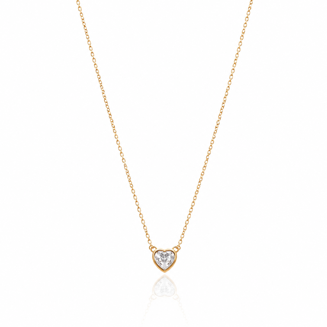 Collana in acciaio con cuore con zircone