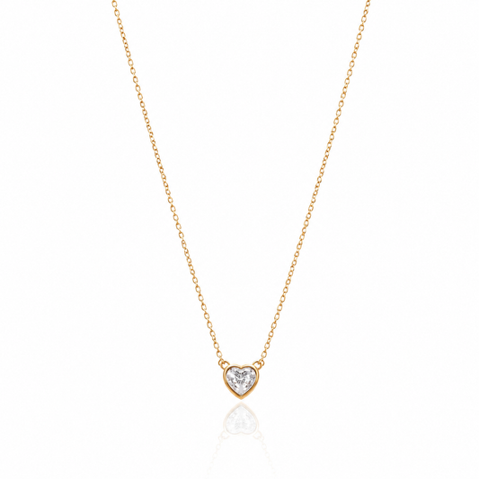 Collana in acciaio con cuore con zircone