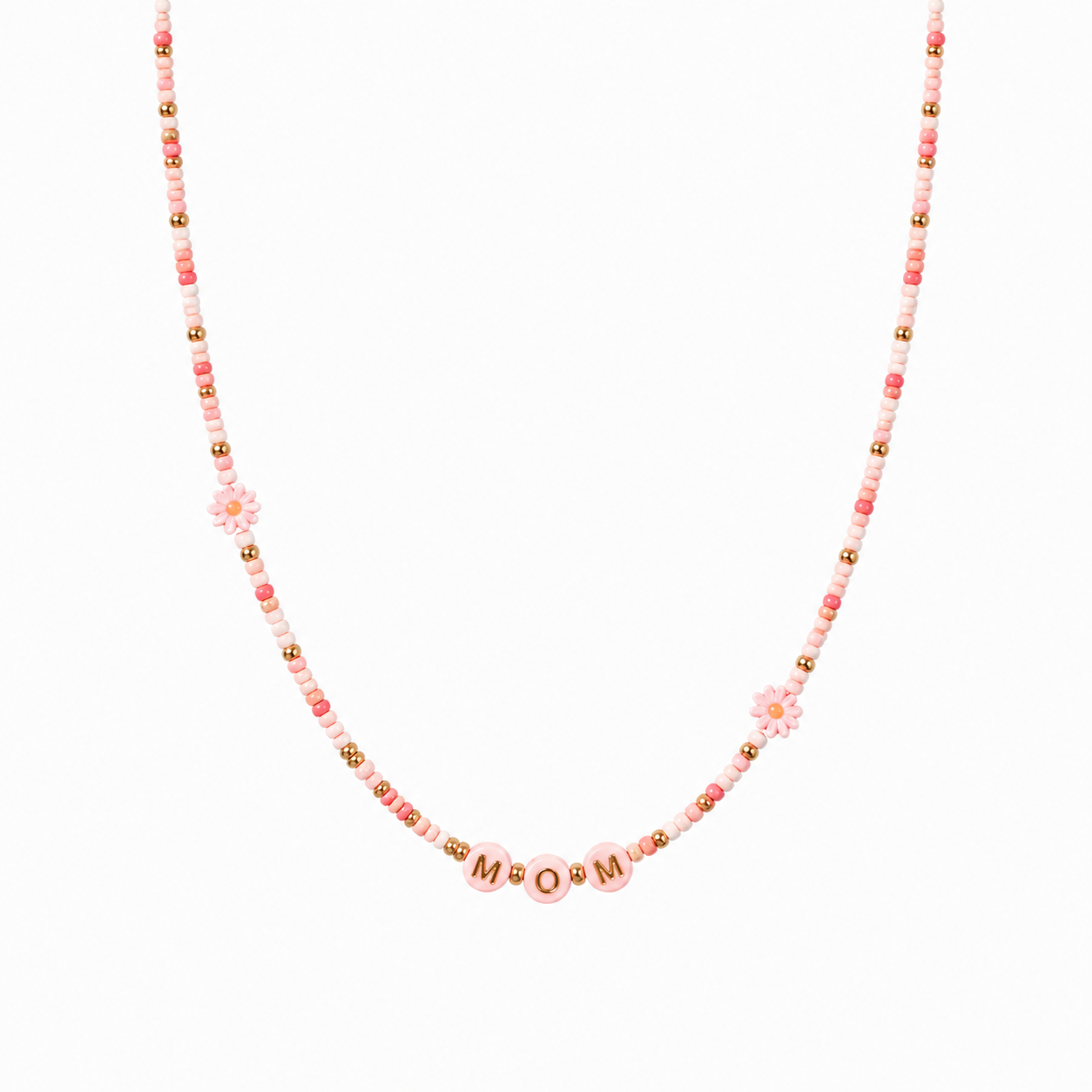 Collana con perline in vetro e letterine