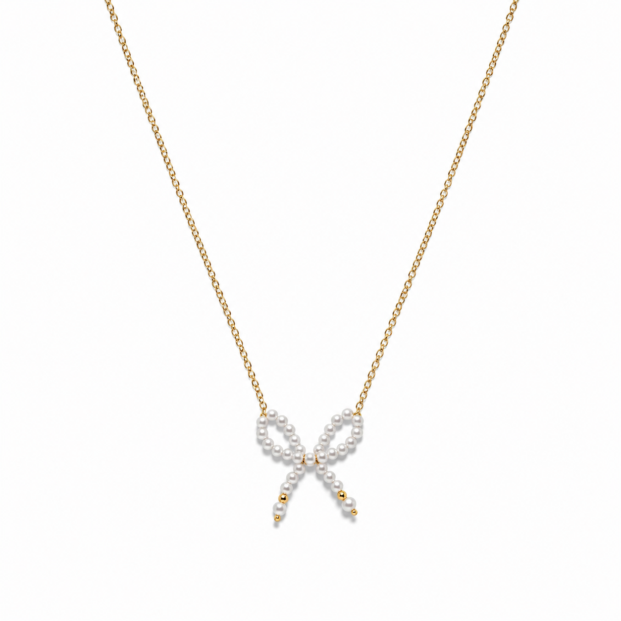 Collana in acciaio con fiocco di perline