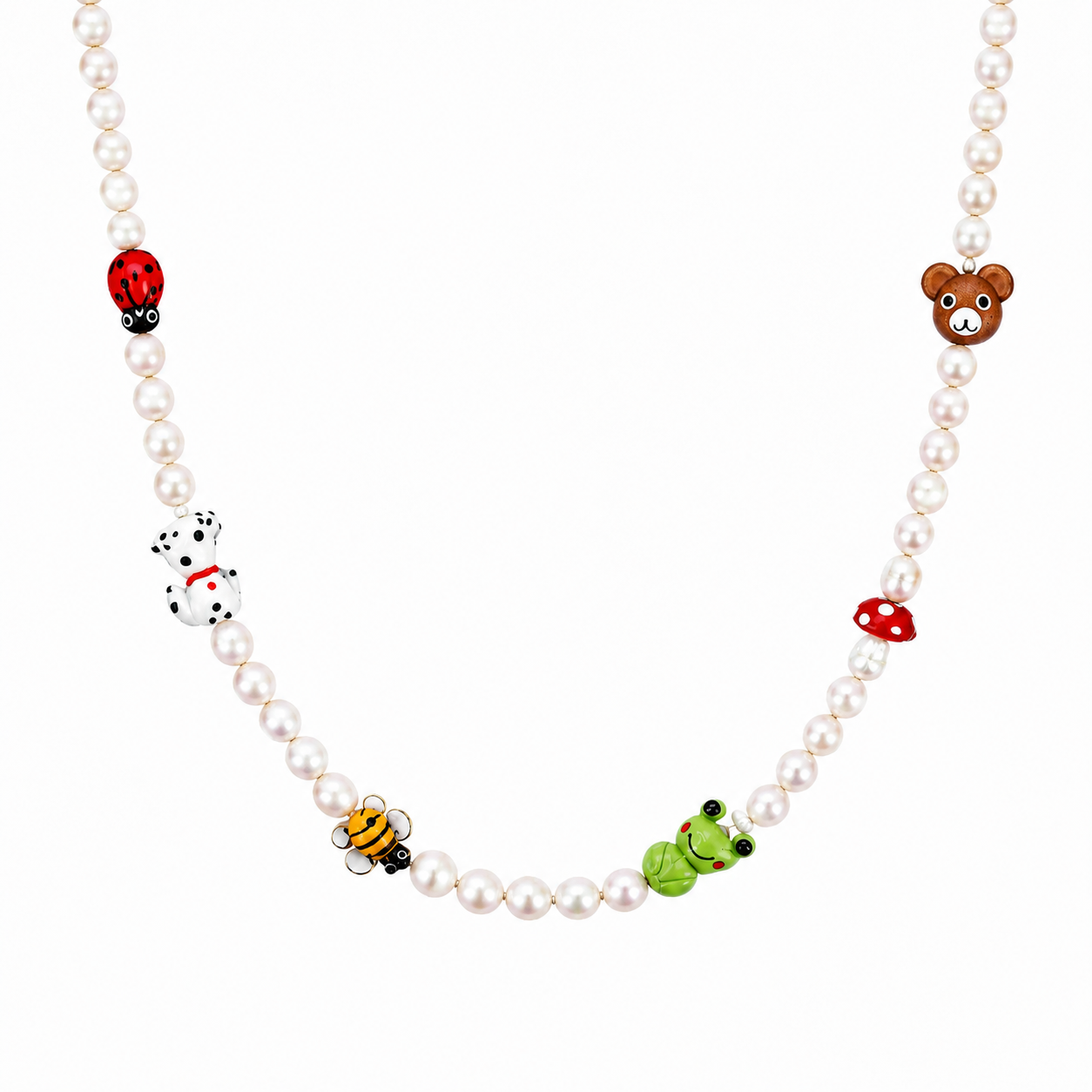 Collana con perle naturali ed elementi in vetro