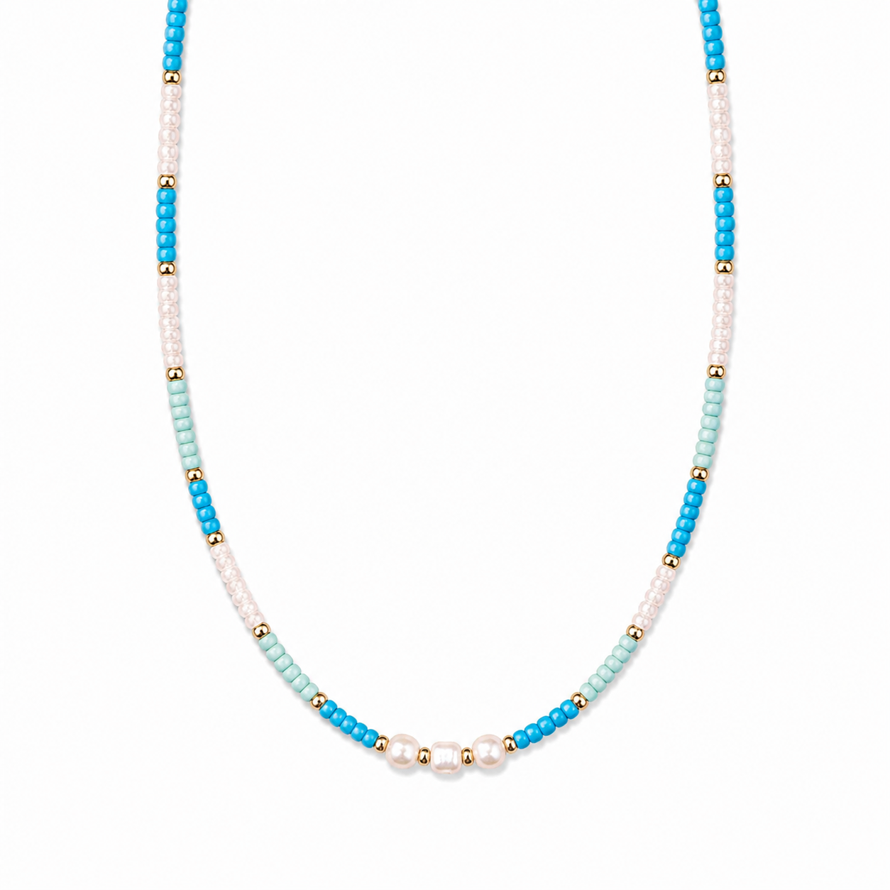 Collana con perline in vetro e perle di fiume