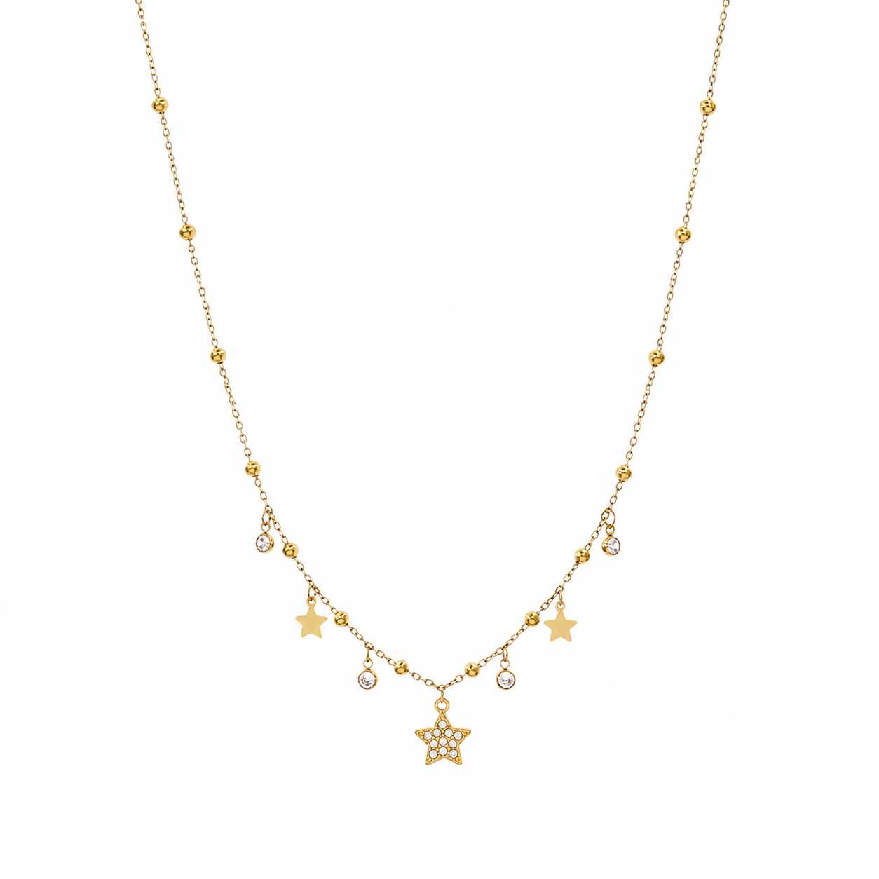 Collana stelline in acciaio con zirconi