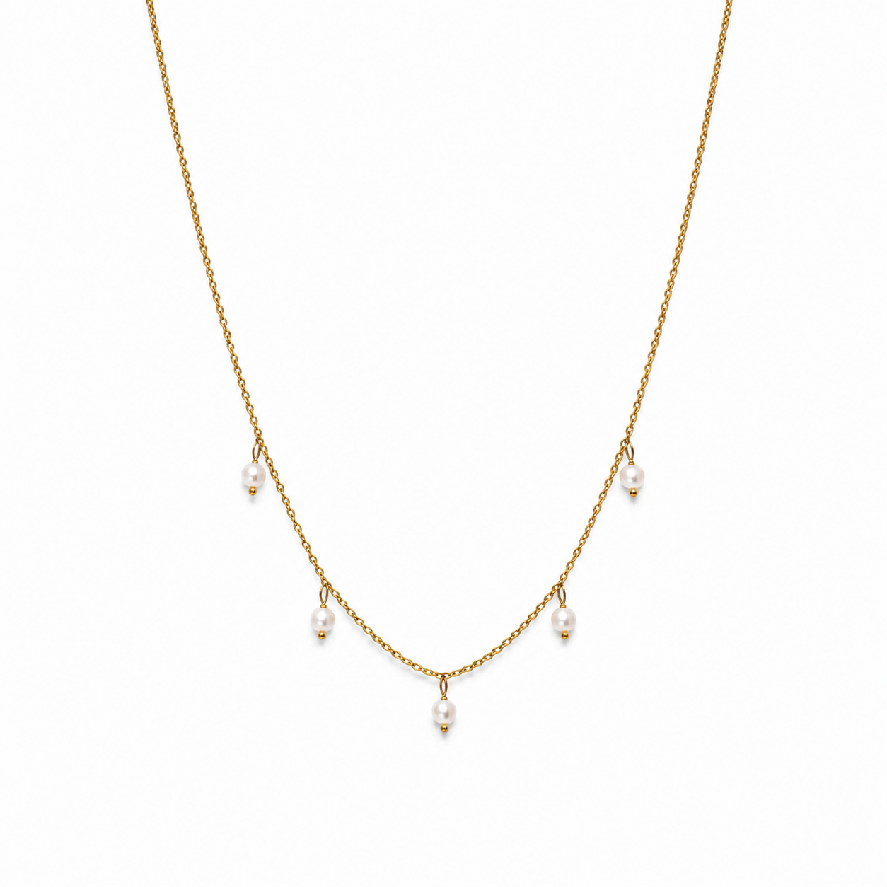 Collana con catena in acciaio e perline pendenti