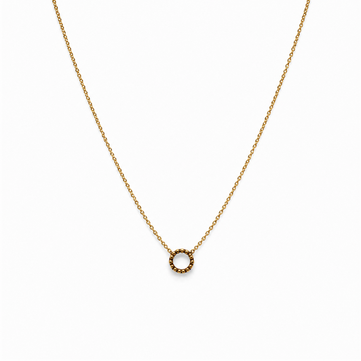 Collana con mini cerchio in acciaio dorato