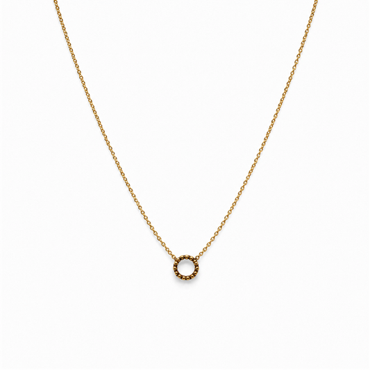 Collana con mini cerchio in acciaio dorato