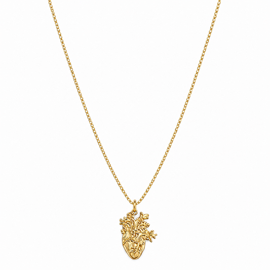 Rifiorisci - Collana in argento 925 con cuore umano con fiori