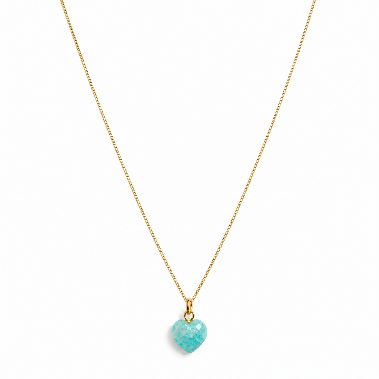 Collana in argento 925 con cuore in pietra dura sfaccettata