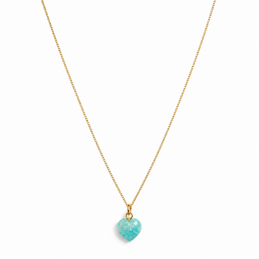 Collana in argento 925 con cuore in pietra dura sfaccettata