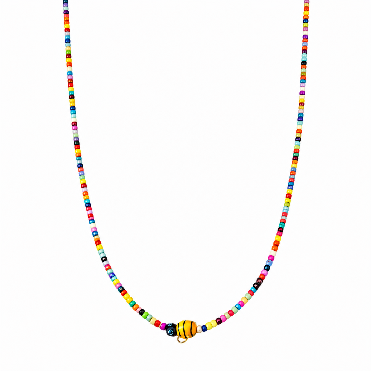 Collana con perline in vetro e ape centrale