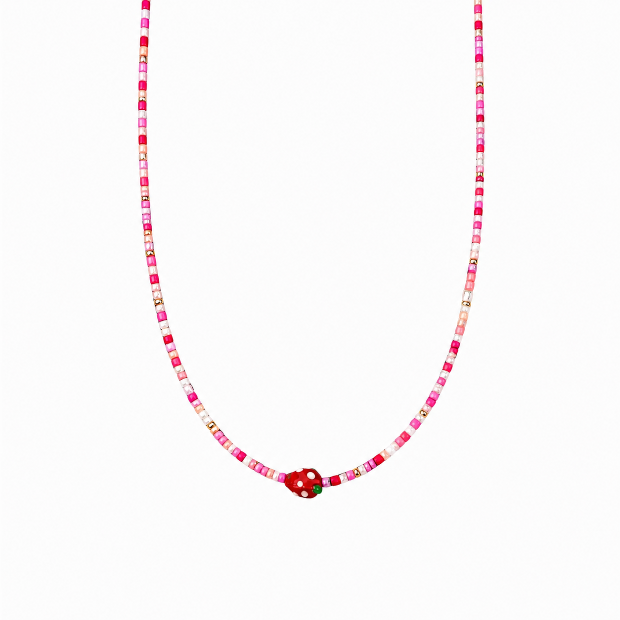 Collana con perline in vetro e fragola centrale