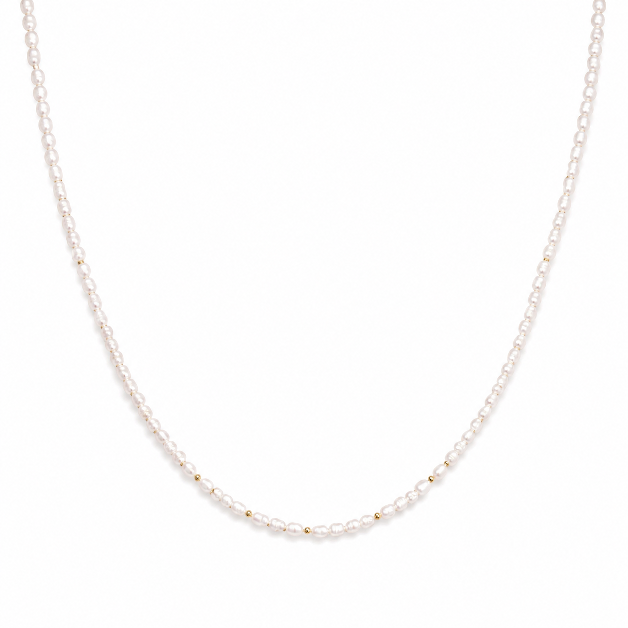 Collana con perle di fiume modello riso e perline in argento 925 dorato