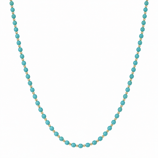 Collana in pasta di turchese e hematite oro
