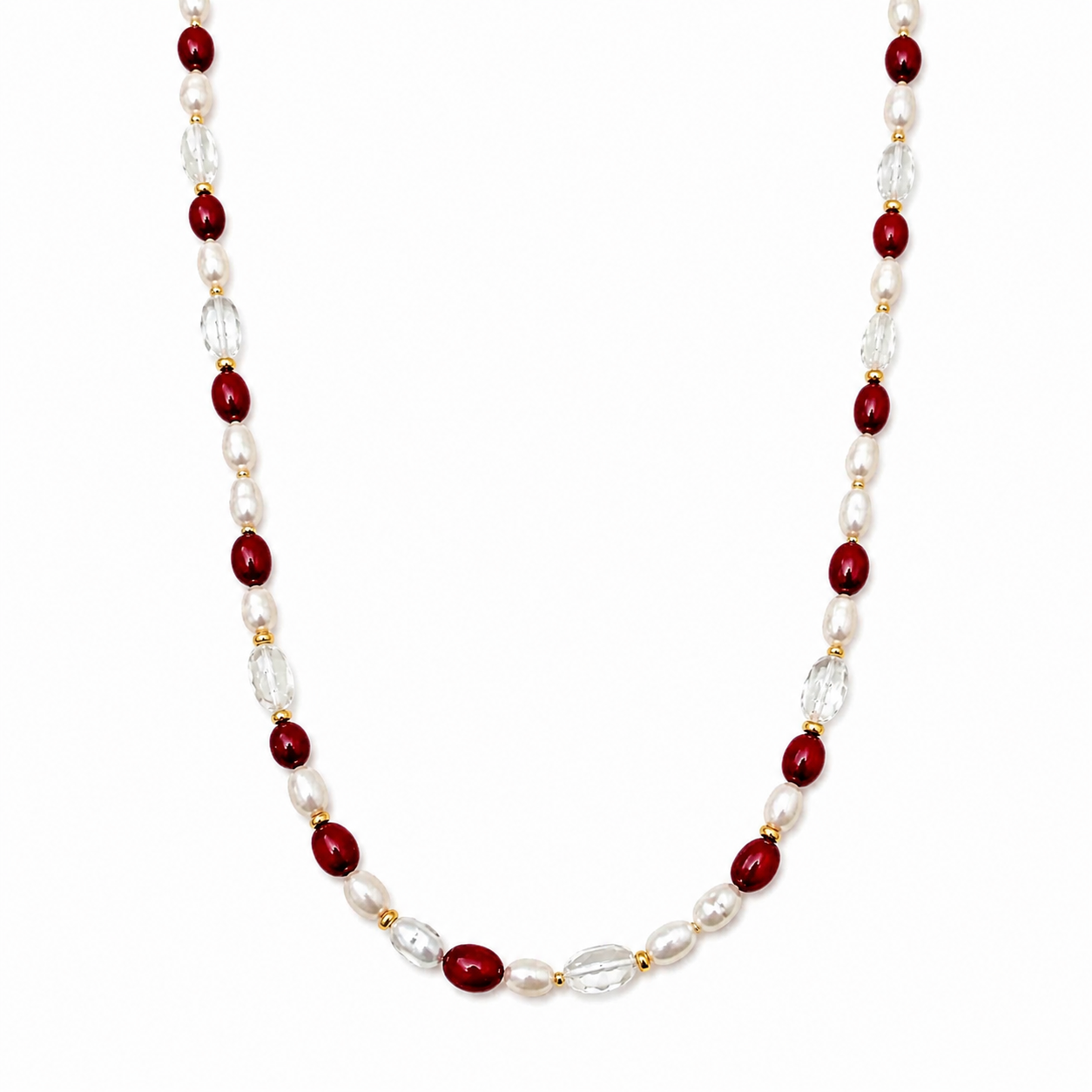 Collana perle e sassolini di granato