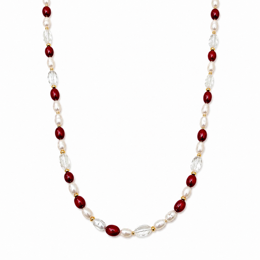 Collana perle e sassolini di granato