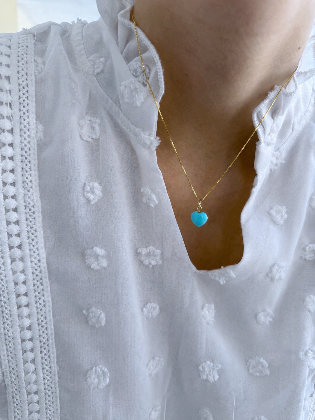 Collana in argento 925 con cuore in pasta di turchese