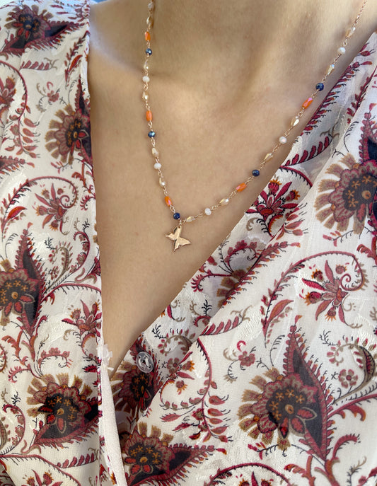Collana rosario in argento 925 con farfalla