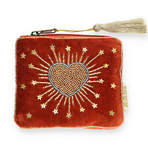 Pochette in cotone con perline cucite a mano