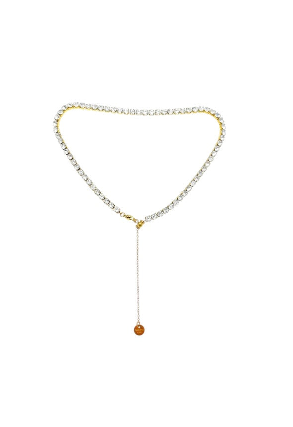 Collana tennis in acciaio oro con cursore