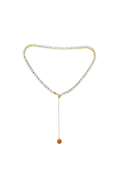 Collana tennis in acciaio oro con cursore