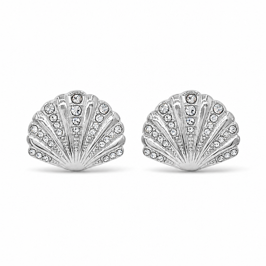 Orecchini conchiglia a lobo in acciaio silver