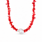 Collana con chips in pasta di corallo rosso e perla barocca