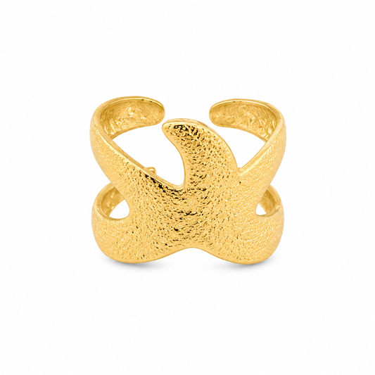 Anello in acciaio dorato